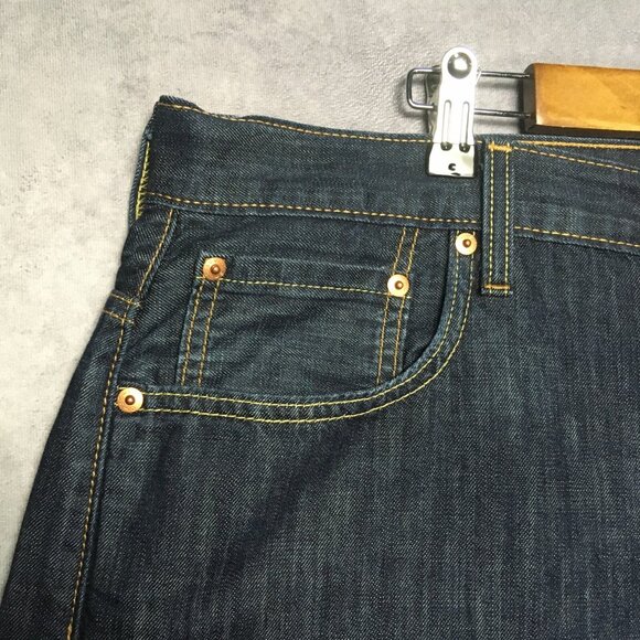 Levis Mens 569 Loose Straight Fit Blue Jeans size 42x30 Cotton Dark Denim Pants - Picture 11 of 16